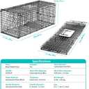 Live Animal Cage Trap, 32" x 11" x 12" Heavy Duty Folding Raccoon Traps, Humane Cat Trap for Stray Cats, Squirrels, Raccoons, Skunks, Groundhogs and Opossums, Catch and Release, Black