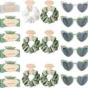 Bridesmaid Scrunchies Proposal Gifts Bachelorette Hair Claws Clips women heart sunglasses for Wedding Party Favors (White&Green 18sets)