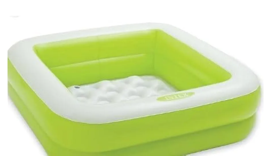Intex Square Inflatable Kids Pool, 34 x 34 x 10 inches, Blue and White, 15 Gallon