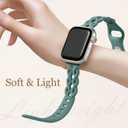 Braided Bands Compatible with Apple Watch Bands Silicone for Women 40mm 38mm 44mm 41mm 42mm 45mm 46mm 49mm, Slim Thin Narrow Hollow-out Strap for iWatch Bands for Women 11/10/SE/9/8/7/6/5/4/3/2/1 (SmokePurple/MilkTea/PineGreen/WineRed/BlueGrey/DarkPurple)