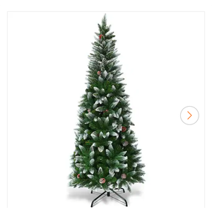 5 ft. Snow Flocked Unlit Artificial Pencil Christmas Tree Hinged with Pine Cones 5 ft. Snow Flocked Unlit Artificial Pencil Christmas Tree Hinged with Pine Cones