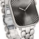 Moolia Stainless Steel Bracelet Compatible with Apple Watch Band 42/41/40/38/46/45/44/49mm Designer Elegant Metal Women Replacement Bracelet for iWatch Series 11 10 9 8 7 6 5 4 3 2 1 SE/Ultra1/2/3 (Starlight)