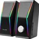 Nylavee Computer Speakers, Hi-Fi Stereo Sound PC Speakers with Bluetooth 5.0 and 3.5mm AUX-in, 14W AC Powered, Built-in Equalizer Modes and RGB Lights for Desktop PC, Monitor, Laptop, PS5, Xbox