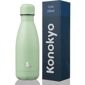 Insulated Water Bottles,12 oz Double Wall Stainless Steel Vacuum Metal Flask for Sports Travel, Macaron Green