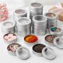 TecUnite 4 oz Metal Tin Cans Round Tin Containers Empty Cans with Clear Top Lid Spice for Kitchen Office Candles Candies and Gifts Holding(24 Pieces)