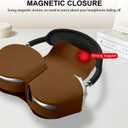 Maxjoy for Apple Airpods Max Smart Case Cover, Soft PU Leather Protective Case Accessories, Brown