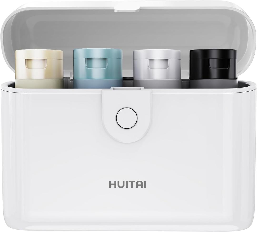 Travel Bottles with Case, 4x2oz TSA Approved, Leak-Proof, Press to Unlock, Compact & Portable Travel Toiletries (White)