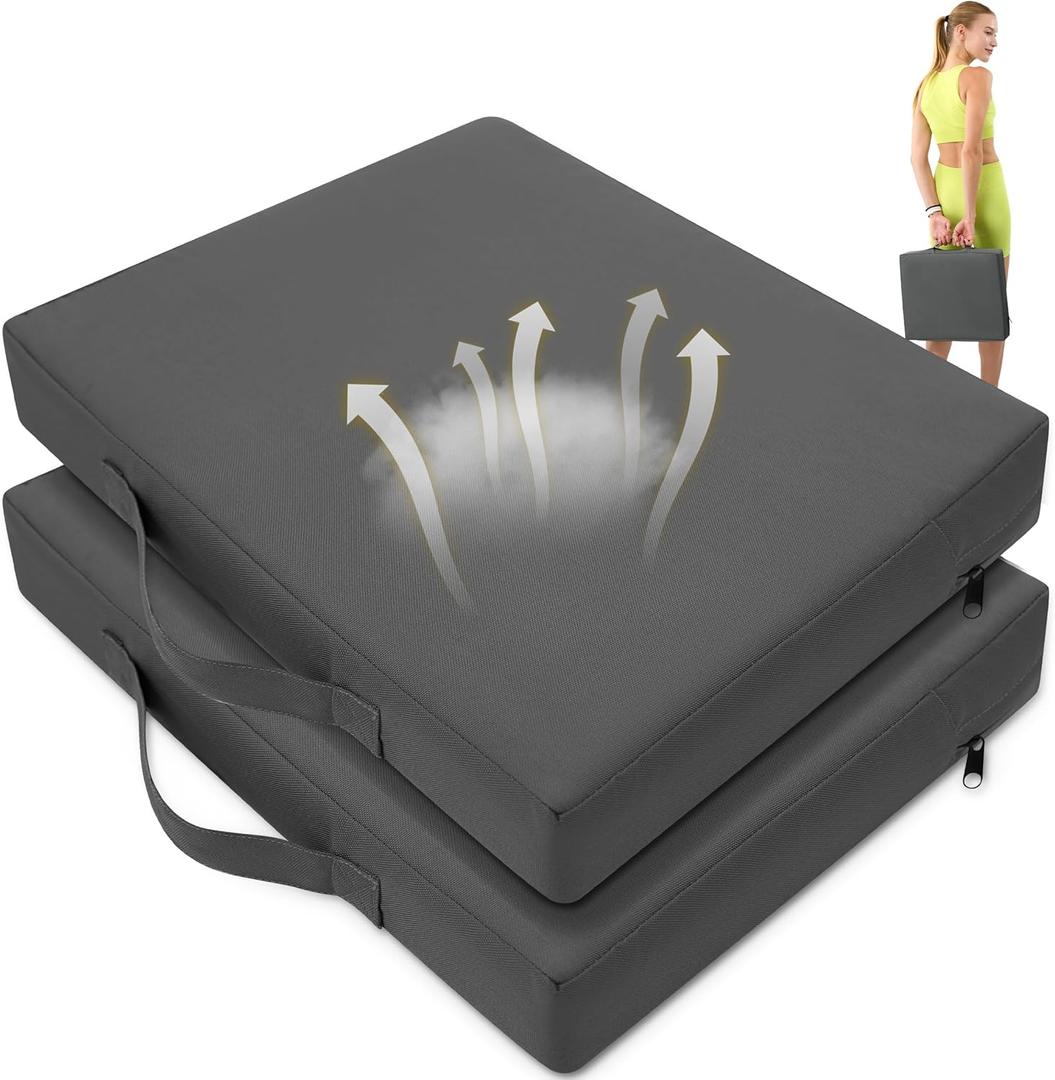 2 Pcs Stadium Seat Cushions Water-Repellent Bleacher Seat Cushions Indoor & Outdoor Seat Cushion for Bleachers Portable Stadium Cushion for Sports Events, Office Chairs, Beaches (Dark Grey)