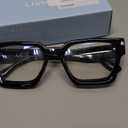 livho Oversized Eyewear Frame for Woman and Men - Rectangle Fashion Glasses for Computer, Chic Preppy Frame (All Black)