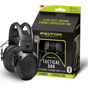 Peltor Sport Tactical 500 Bluetooth Hearing Protection Ear Muffs, 25 dB Noise Reduction Rating, Electronic Hearing Protection Headphones for Shooting, Hunting, Mowing, Construction, Concerts, & More