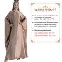 Abaya Dress for Women Satin Batwing Sleeve Islamic Prayer Robe with Hijab (Gray)