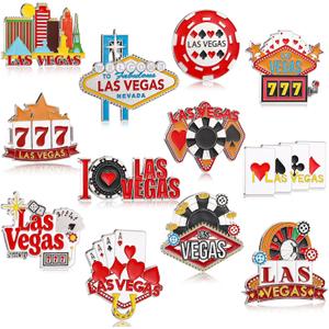 Konohan 12 Pcs Las Vegas Magnets for Refrigerator Metal USA Fridge Magnet Magnetic Las Vegas Souvenirs Gifts USA City Magnetic Refrigerator Stickers, Casino and Iconic Elements