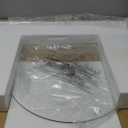 iDesign Round Drink Table - Pedestal Drink Table for Small Spaces - Clear/Chrome