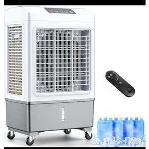 FANCOLE Windowless Air Conditioner, 2100CFM Evaporative Air Cooler with 4 Ice Packs, 700 Sq.ft Swamp Cooler Air Conditioner No Windows Needed w/3Mode & 3Speed, 7H Timer & Remote for Room Garage Patio