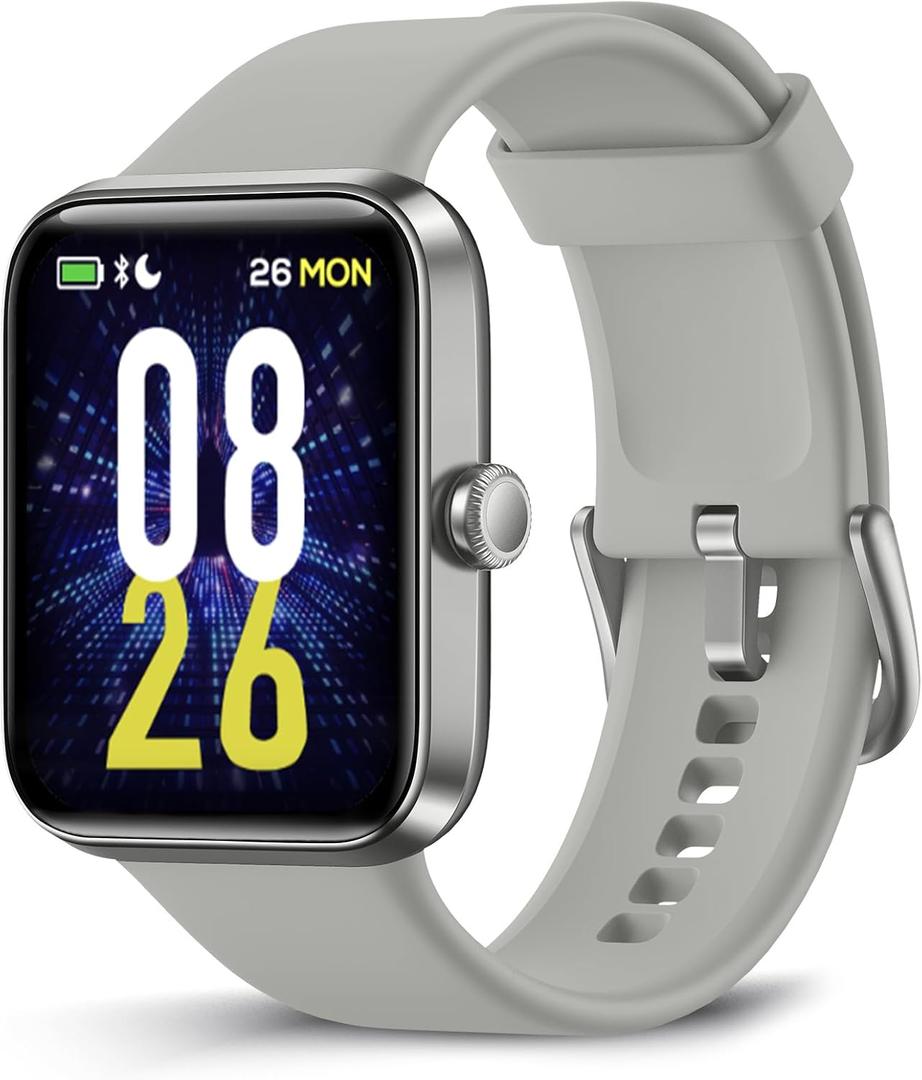 Smart Watch for Men Women, Activity Fitness Tracker with Sleep Monitor,1.69" DIY Full Touch Display smartwatch for iPhone Android Phone, 5ATM Waterproof (Grey)