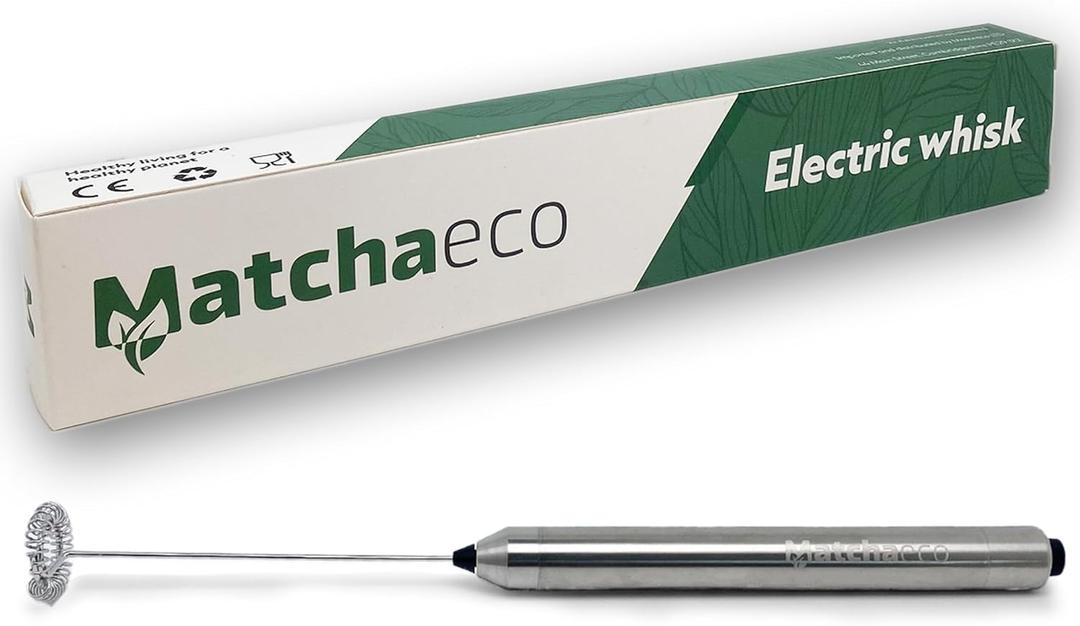Electric Matcha Whisk | Milk Frother, Handheld Stainless Steel, Hot Drinks | Battery Powered Drink Mixer Great For Coffee, Hot Chocolate Mini Portable