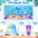 Honeydak 6 set Pool Party Favors for Kids End of Year Gift Summer Drawstring Backpack Bag Tumbler Cups Kids Beach Towel Bulk for Pool Beach Games Birthday Party Decor Summer Graduation Student Gifts