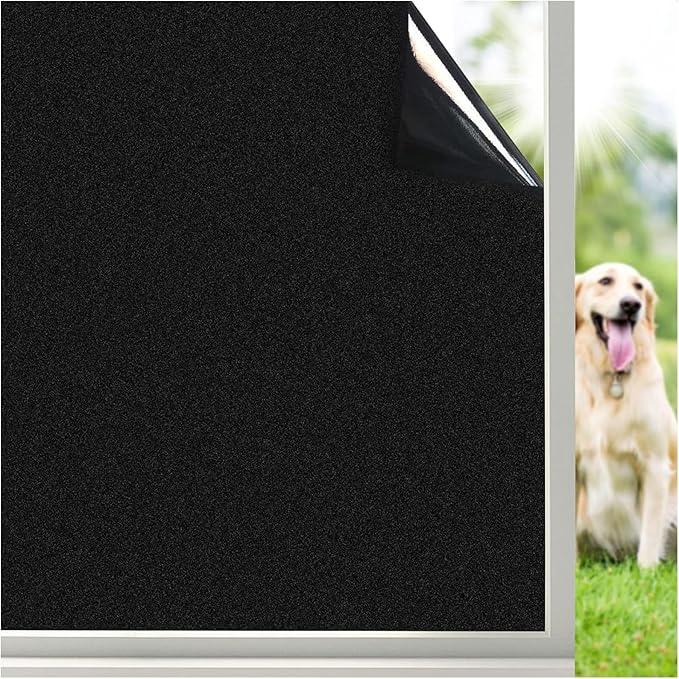 Coavas Decorative Window Privacy Film, Heat Control Sun Blocking Stained Glass Window Film, Floral Design Static Cling, Non Adhesive Windows Tint for Bathroom Front Door(Vinyl, 17.5" x 78.7 ")