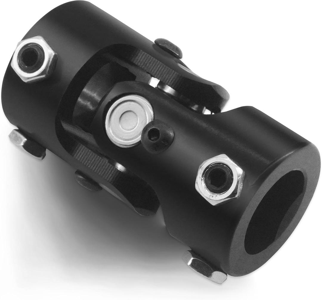 1" DD x 1" DD Steering Universal U-Joint Black Single U Joint Coupler Shaft (Black, 3-1/4" Total Length)