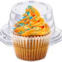 Cupcake Boxes Individual Cupcake Containers, 50 Packs Regular Single Cupcake Holder High Topping for Muffins, Thicker Stackable Plastic Cupcake Carrier for Party (50 pack)