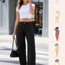 Eddoyee Wide Leg Barrel Pants Women - Stretchy High Waist Baggy Pants Y2k Boyfriend Ankle Trousers with Pockets (Black, M)