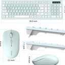 Wireless Keyboard and Mouse Combo, Full-Sized Wireless Keyboard and Adjustable DPI Mouse, 2.4GHz USB Receiver, Keyboard and Mouse for PC, Windows, Desktop, Laptop (Mint Green and White)