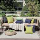 MIULEE Pack of 2 Decorative Outdoor Solid Waterproof Throw Pillow Covers Euro Sham Faux Linen Garden Farmhouse Cushion Cases for Summer Patio Tent Balcony Couch Sofa 26x26 Inch Navy