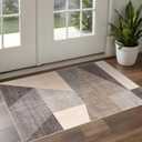 Puino Washable Modern Area Rug: 2x3 Geometric Area Rugs for Entryway Small mat for Kitchen with Non-Slip Backing Indoor Bedroom Door Mat Brown Grey 2'x3'.