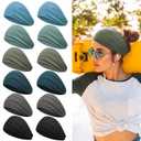 Sweat Headbands for Women, Extra Wide Headbands for Long Hair and Short Hair, 12 Pieces (Urban Jungle Colors)