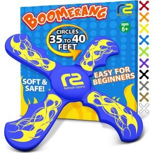 Fun Boomerang for Kids - Stocking Stuffers for Kids 8-12 - Soft & Easy to Use - Best Gifts for 6 7 8 9 10 Year Old Boys & Girls + 2025 Top Toys for Boys Age 8-12 - Fun Outdoor Toy for Boy Gift Ideas (Blue)