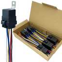 irhapsody 5 Pack 40/30 AMP 12V DC Waterproof Relay Kit with Heavy-Duty Pigtail, 5-PIN SPDT Automotive Relay