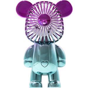 Mini USB Rechargeable Handheld Fan, Portable Cute Bear Design for Kids, Girls, Women, Home, Travel, Outdoor, Makeup Use, Purple and Blue Gradient