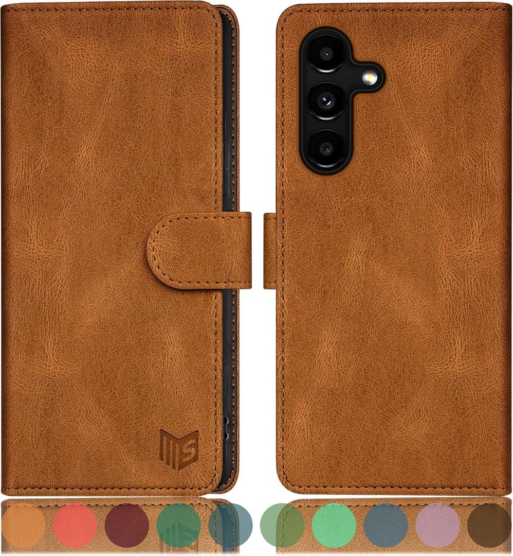 SUANPOT for Samsung Galaxy S24 5G Wallet case with RFID Blocking Credit Card Holder,Flip Book PU Leather Protective Cover Women Men for Samsung S24 Phone case Light Coffee