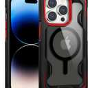 ULTIMAL Case Designed for iPhone 14 Pro Max 6.7 Inch, Rugged Military Cover with Lightweight Sporty Design, Slim Shockproof Bumper Case Compatible with Magsafe (Black/Red, for 14 pro max)