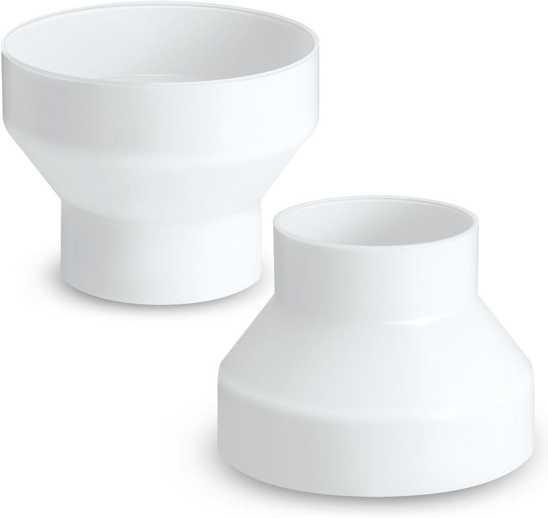 Therwen 2 Pcs 6 to 4 Inch Duct Reducer Increaser ABS Air Duct Adapter Fan or Dryer Vent Adapter Havc Pipe Connector for Inline Ventilation System, 150 mm to 100 Mm, White