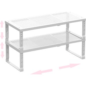 Asiingkel Metal Stackable Expandable Storage Shelf - Multi-Functional Home Storage Shelf, Suitable for Kitchen, CabinetBathroom, Office, Garage, etc.2PACKS/White/Large