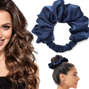 BLINKEEN Heatless Curling Scrunchie, Heatless Hair Curler to Sleep In, No Heat Curls for Long Hair, Soft Sleep Hair Roller (Navy blue)