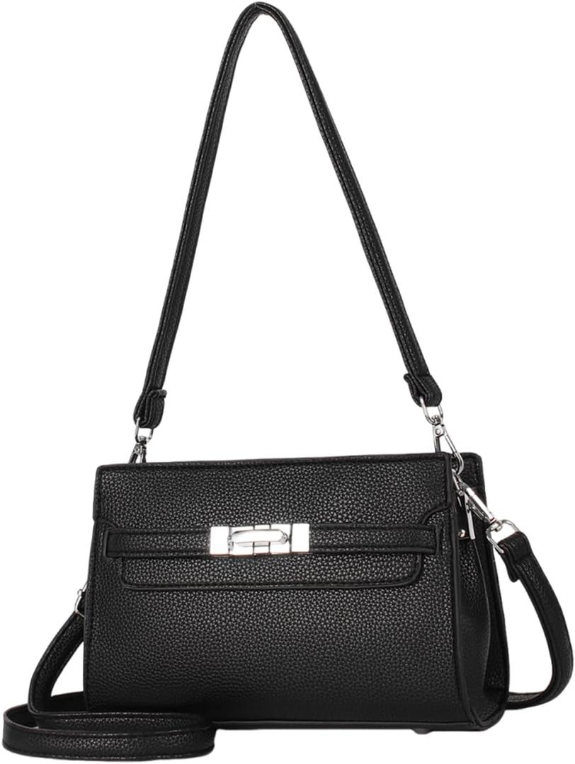 TRBSXRT Satchel Bag for Women, Leather Crossbody Purse Women's Shoulder Tote Bags with Removable Straps Fashion Small Crossbody Bag (Black)