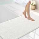 Smiry Luxury Chenille Bathroom Rugs 47x24, Extra Soft and Absorbent Shaggy Bath Mat, Machine Washable, Non-Slip Plush Carpet Runner for Tub, Shower, and Floor, Home Decor Accessories, Ivory