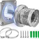 Magnetic Dryer Vent Coupler with 4 inch HoseMagnetic Dryer Vent Coupling for Connection and Disconnection,Magnetic Dryer Vent Connector Kit Strong Magnetic Self-connection(silver