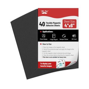 Mr. Pen- Adhesive Magnetic Sheets, 4" x 6", 40 Pack, Magnetic Sheets with Adhesive Backing, Magnetic Sheets, Flexible Magnetic Sheet, Picture Magnets, Cuttable Magnetic Sheets