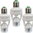 Taigeguang Motion Sensor Light Socket,E26 E27 PIR Motion Screw Bulb Adapter Indoor Use Only, Auto On Off Night Light Control for Garage Basement Porch Storage Room (3 Pack)