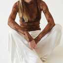 Ugerlov Women's Long Sleeve Mesh Top Mock Neck Sheer Blouse See Through Floral Lace Tops (M)