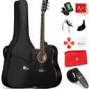 Vangoa Left Handed Guitar, Full Size Cutaway Left Handed Acoustic Guitar Kit for Adult Beginner 41 Inch Lefty Acustica Guitarra Set, Black