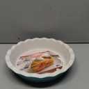 Farberware Bakers Advantage Durable Stoneware Ceramic Pie Dish, Ideal for Making Sweet and Savory Dishes, Heat Resistant, 10 Inch, Teal