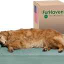 Furhaven Cooling Gel Dog Bed for Large Dogs w/ Removable Bolsters & Washable Cover, For Dogs Up to 95 lbs - Pinsonic Quilted Paw L Shaped Chaise - Iceberg Green, Jumbo/XL