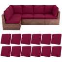 HEBE Stretch Patio Cushion Covers Set 12pcs,Waterproof Outdoor Couch Covers Replacement,Washable Reusable Seat Cushion Slipcovers for Patio Furniture Protector,Chair Cushion Cover