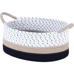Yimi's Dream Cotton Rope Basket  Woven Gift Basket with Handles, Decorative Storage Basket for Baby Shower, Housewarming, Nursery, Toys, Laundry, Towels (Oval - 12"x8"x5")