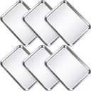 Potchen 6 Pcs Baking Sheet Pan Set Stainless Steel Cookie Sheet Small Toaster Oven Pans Tray Barbecue Grill Pan Rectangle Trays Oven Freezer Bakery, Non-stick, Easy Clean, 9 x 6.7 x 1 Inches