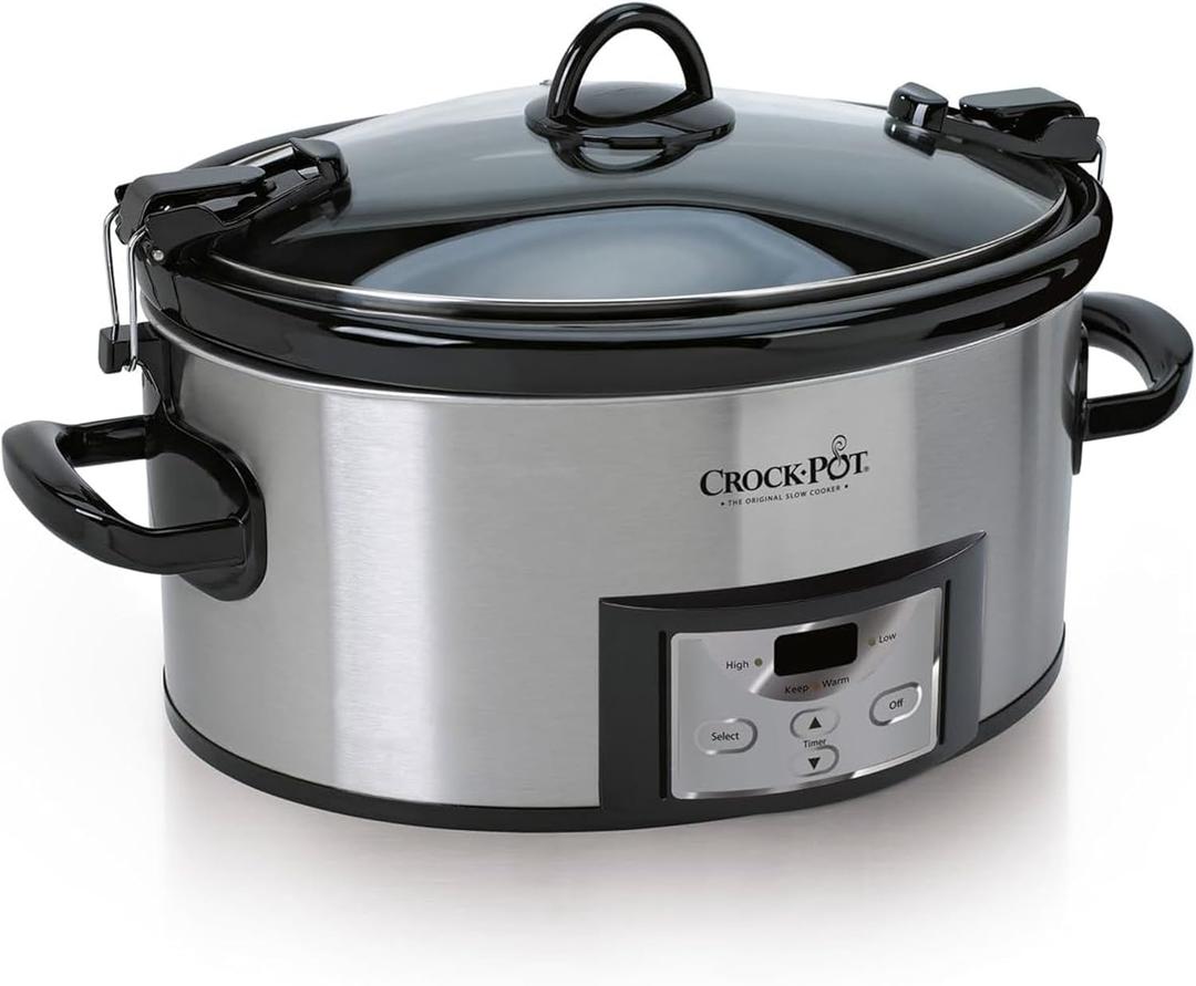 Crock-Pot 6 Quart Cook & Carry Programmable Slow Cooker with Digital Timer Stainless Steel (CPSCVC60LL-S) Pack of 1